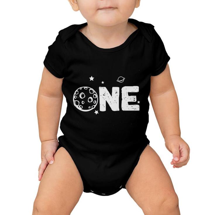 One Year Old 1st Birthday Outer Space Theme Birthday Baby Baby Onesie