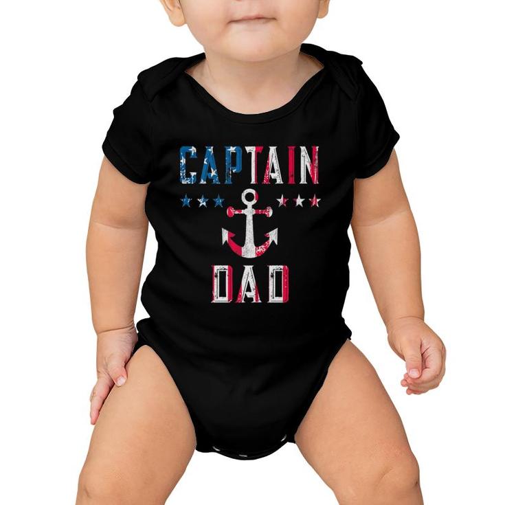 Patriotic Captain Dad American Flag Boat Owner 4Th Of July Baby Onesie