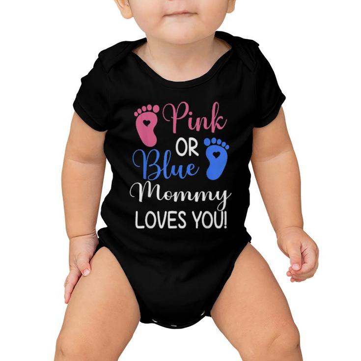 Pink Or Blue Mommy Loves You Gender Reveal Party  Baby Onesie