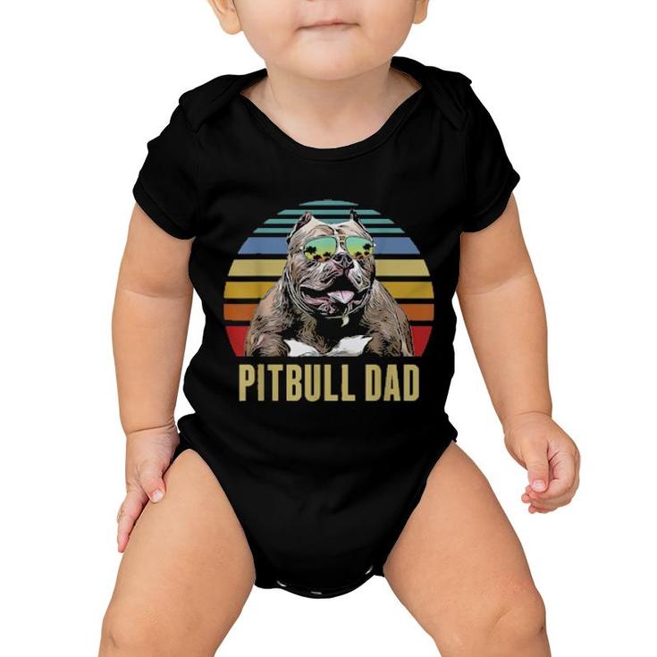 Pitbull Best Dog Dad Ever Retro Sunset Beach Vibe  Baby Onesie