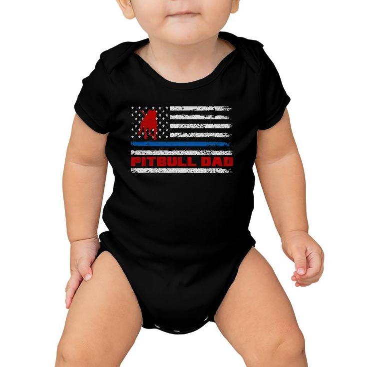 Pitbull Dad Mens - Proud American Pit Bull Dog Flag Baby Onesie