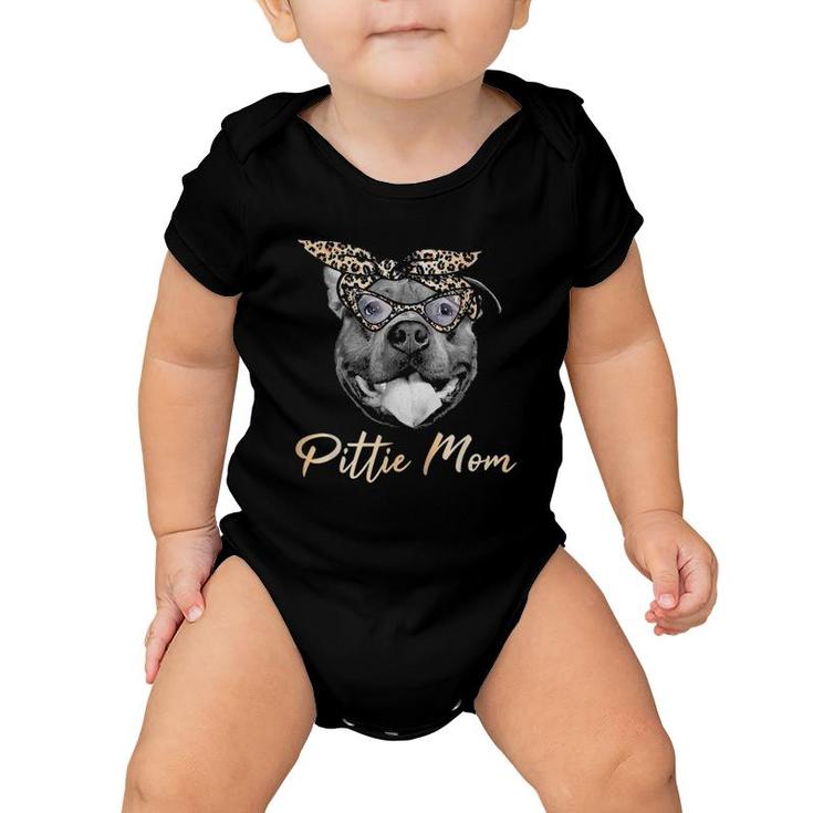 Pittie Mom Cute Pitbull Mama Leopard Print Pit Bull Baby Onesie