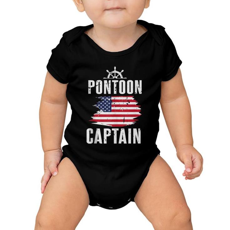 Pontoon Captain Flag Of America Sailor Fisherman Dad Baby Onesie
