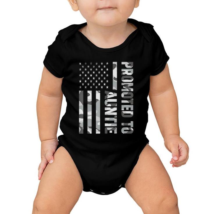 Promoted To Auntie American Flag Camo Mother's Day  Baby Onesie