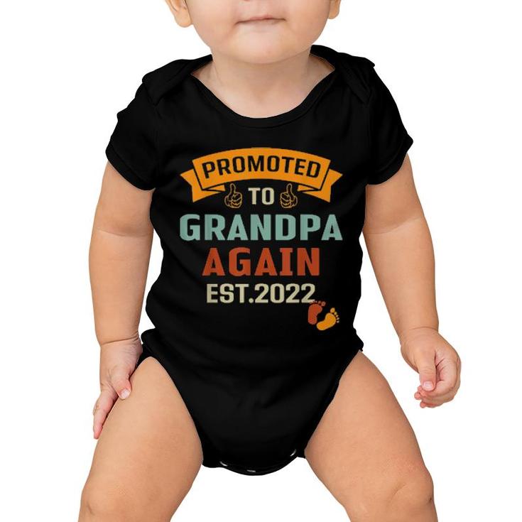 Promoted To Grandpa Again Est 2022 Vintage  Baby Onesie