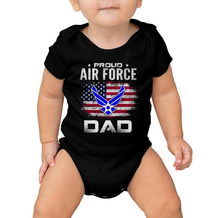 Proud Air Force Dad With American Flag Gift Veteran Baby Onesie