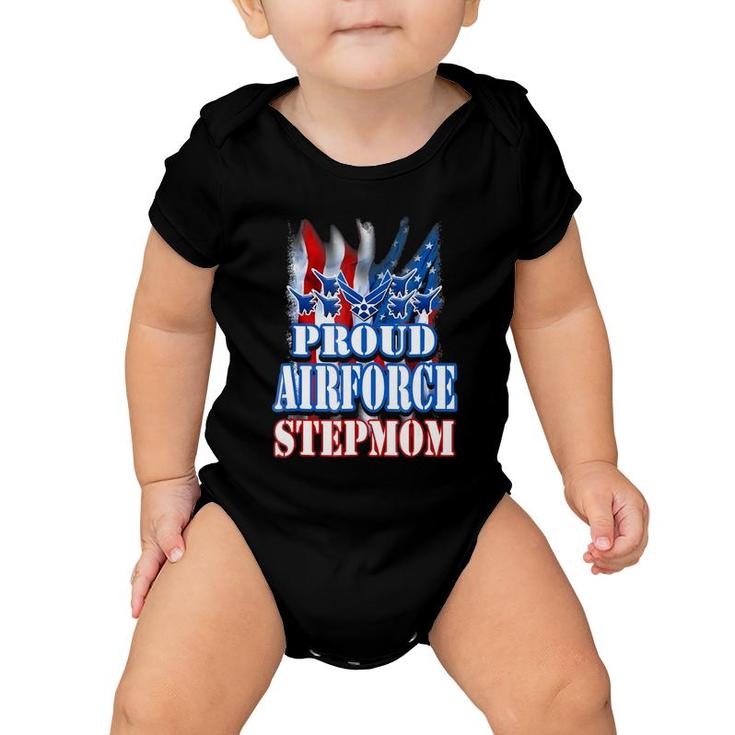 Proud Air Force Stepmom  Usa Flag Mothers Day Baby Onesie