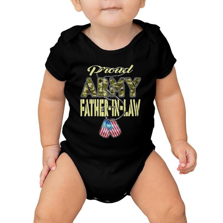 Proud Army Father-In-Law Us Flag Dog Tag Military Dad-In-Law Baby Onesie