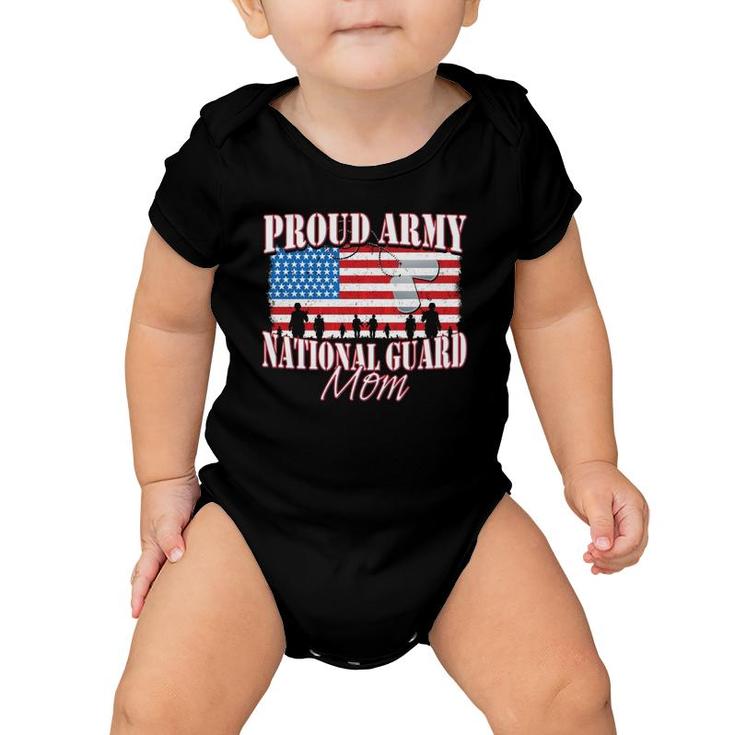 Proud Army National Guard Mom Dog Tag Flag  Mothers Day Baby Onesie