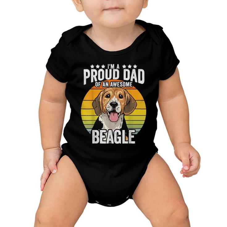 Proud Dad Beagle Dog Pet Love Retro Vintage Sunset  Baby Onesie