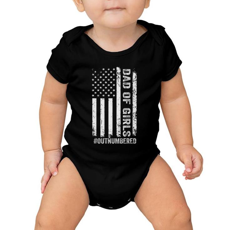 Proud Dad Of Girls Outnumbered American Flag Father's Day Baby Onesie