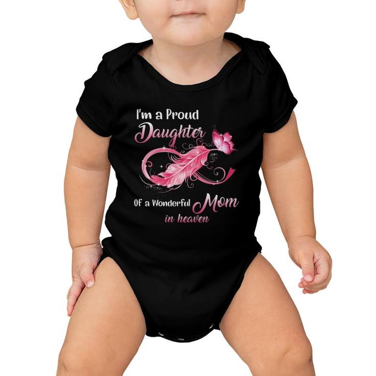 Proud Daughter Of A Wonderful Mom In Heaven Breast Cancer Baby Onesie