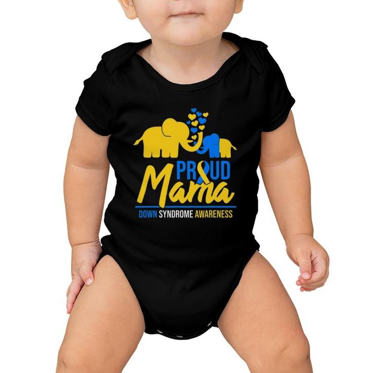 Proud Mama Mom Down Syndrome Awareness Day Cute Elephant T21 Gift Baby Onesie