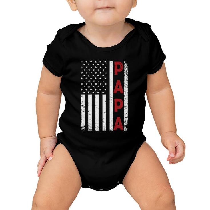 Proud Papa Usa Flag Father's Day Tee Gifts From Grandchildren Baby Onesie