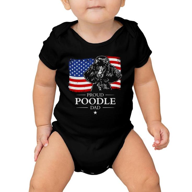 Proud Poodle Dad American Flag Patriotic Dog Gift  Baby Onesie