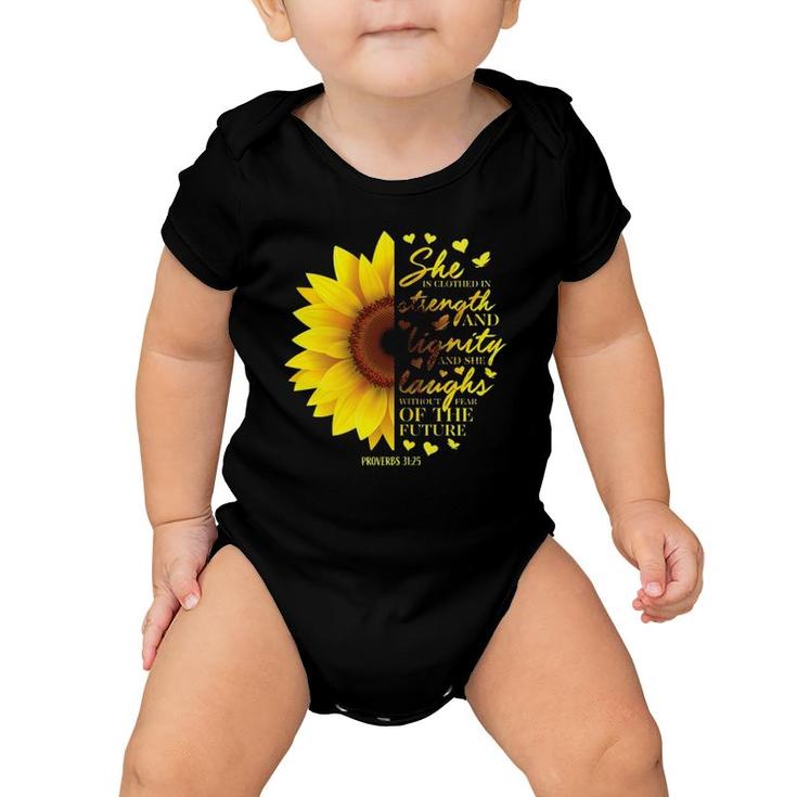 Proverbs 31 Woman Sunflower Christian Gifts Women Her Mom Baby Onesie
