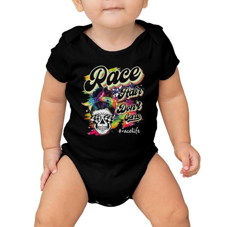 Race Hair Don't Care Messy Bun Sunglasses Mother's Day Baby Onesie