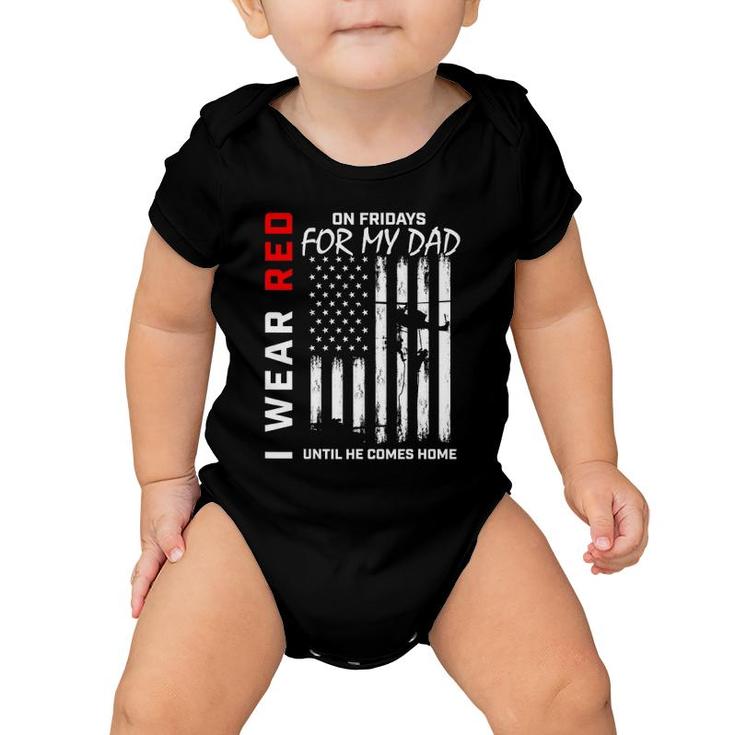 Red On Friday Dad Military Remember Everyone Deployed Flag Baby Onesie