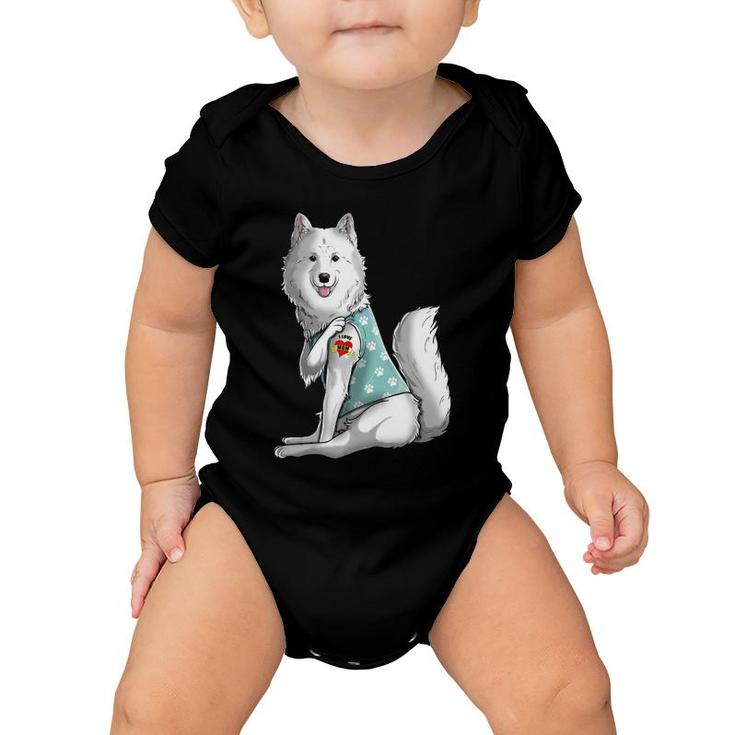 Samoyed I Love Mom Tattoo Dog  Funny Mother's Day Gift Baby Onesie