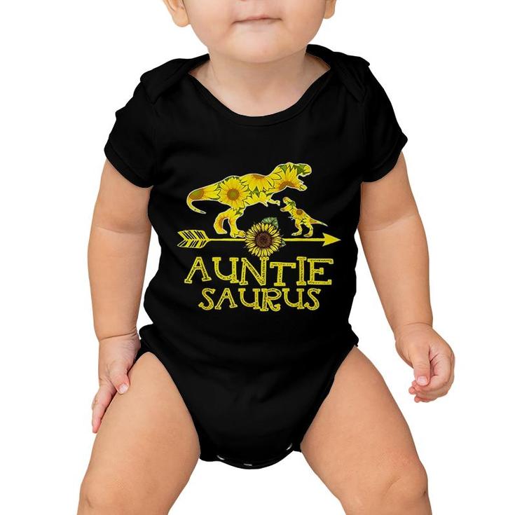 Sunflower Auntie Saurus Baby Onesie