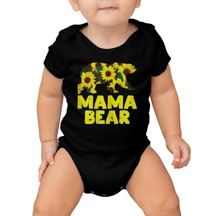 Sunflower Mama Bear Cute Mother's Day Floral Mom Mommy Baby Onesie