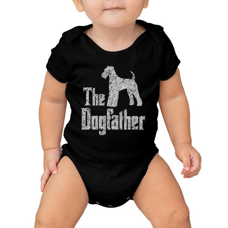 The Dogfather Airedale Terrier Silhouette Funny Dog Baby Onesie