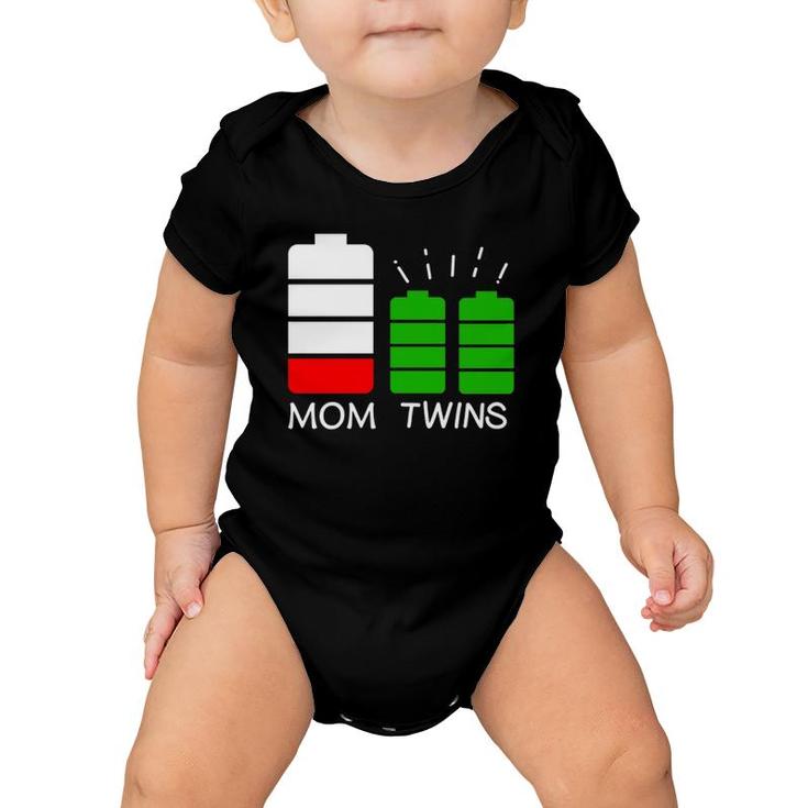 Twin Mom Low Battery Tired Mom Of Twins Baby Onesie