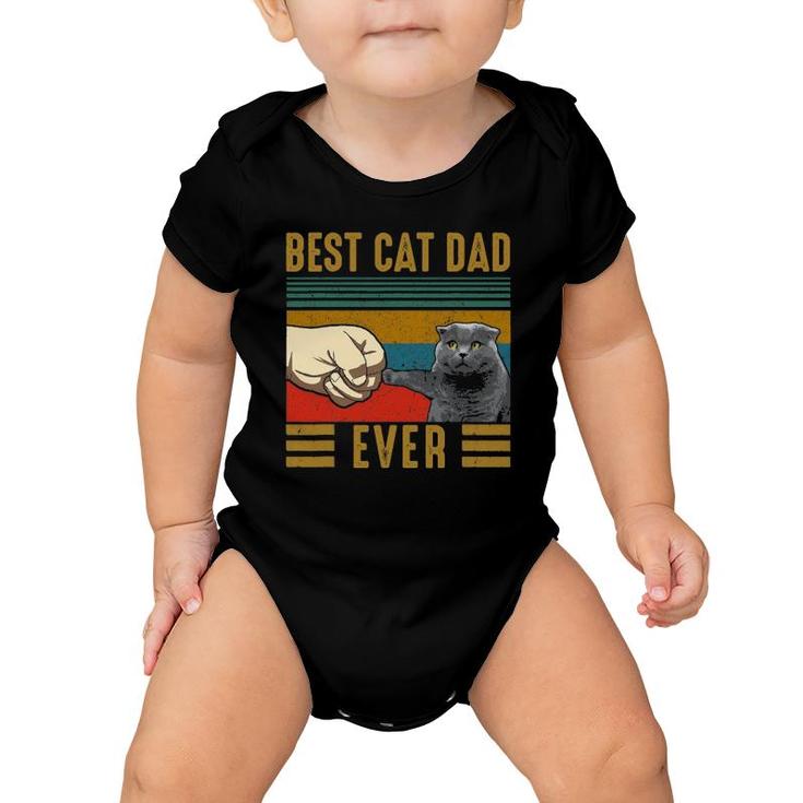 Vintage Best Cat Dad Ever Father's Day Scottish Fold Cat Baby Onesie