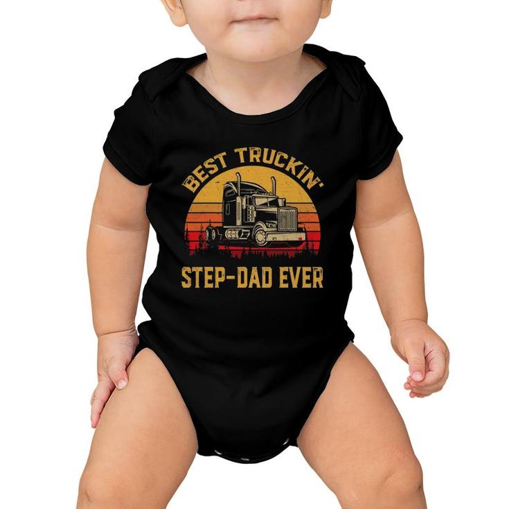 Vintage Best Truckin' Step-Dad Ever Retro Father's Day Gift Baby Onesie