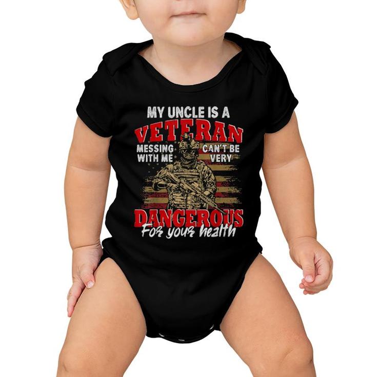 Vintage My Uncle Is A Veteran Father's Day Us Flag Family  Baby Onesie