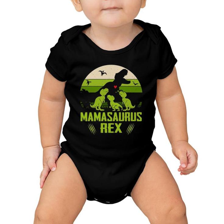 Vintage Retro 3 Kids Mamasaurus Dinosaur Lover Gift Baby Onesie