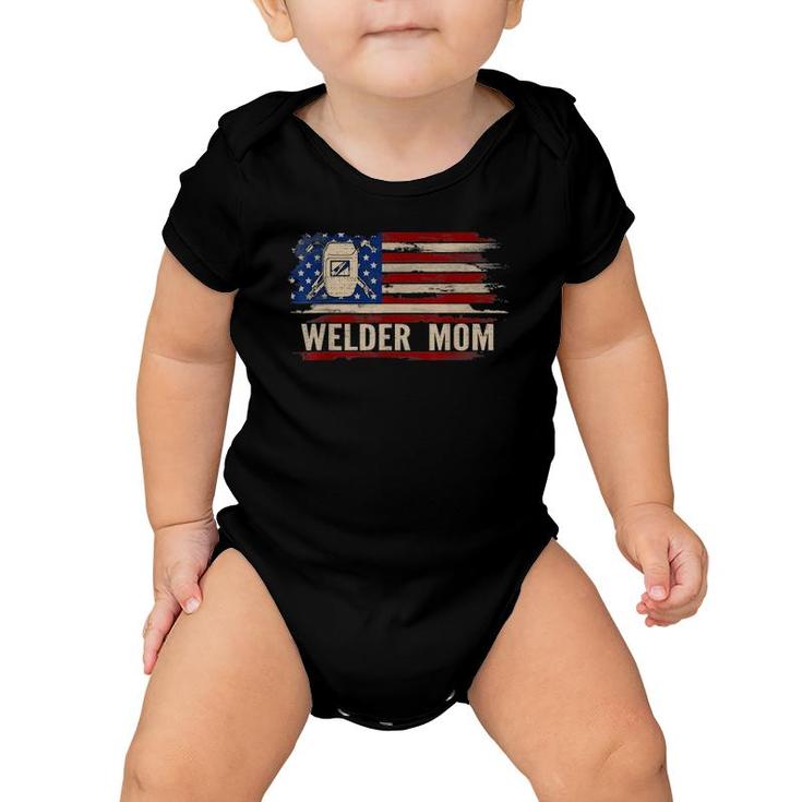 Vintage Welder Mom American Usa Flag Funny Weldingweld Gift Baby Onesie