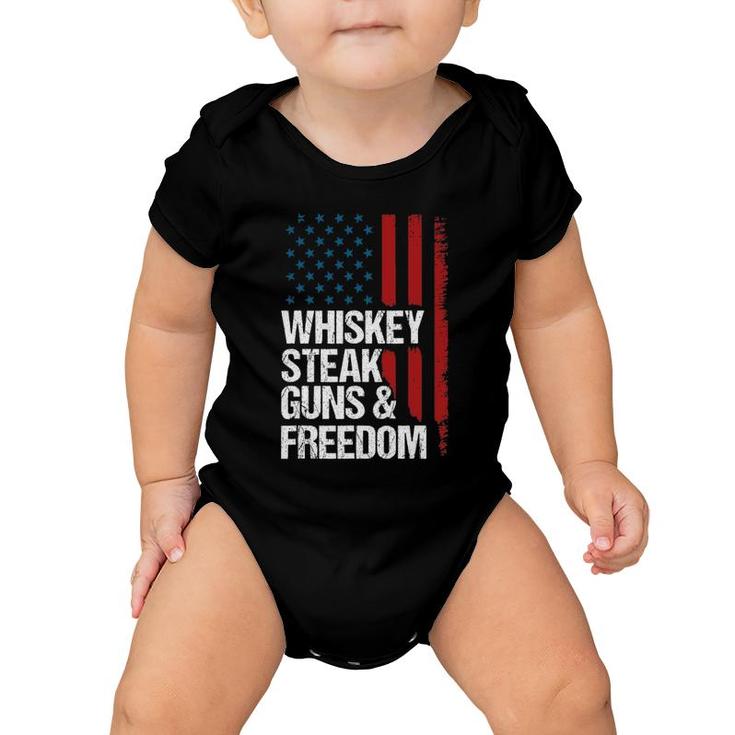 Whiskey Steak Guns & Freedom Patriotic Dad Grandpa Us Flag Baby Onesie