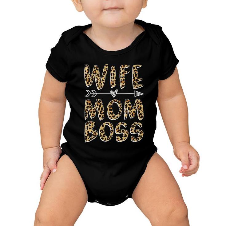 Wife Mom Boss Funny Gift Leopard Baby Onesie