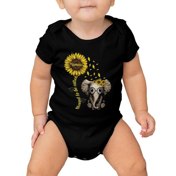 Womens Blessed To Be Called Mamaw Sunflower Elephant Hippie Baby Onesie