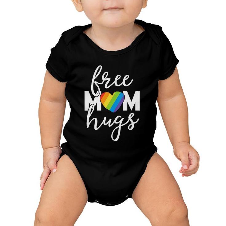 Womens Free Mom Hugs Rainbow Pride March Heart Family Mother V-Neck Baby Onesie