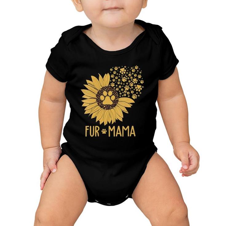 Womens Fur Mama - Sunflower Dog Mom  Baby Onesie