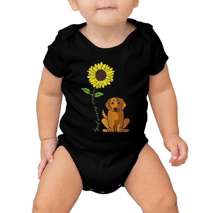 Womens Good Morning Sunshine Golden Retriever Mother Sunflower Baby Onesie