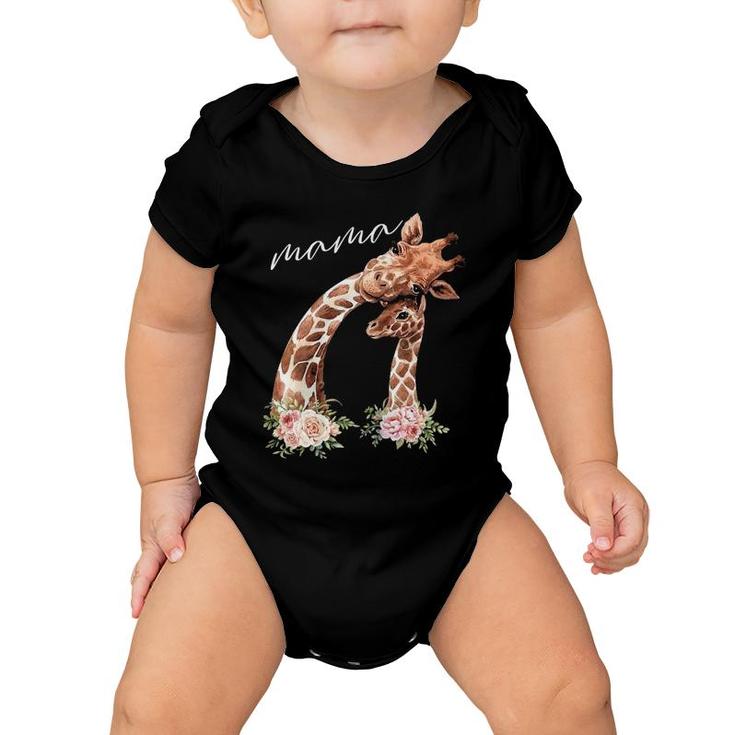 Womens Mama Giraffe  New Mom Mommy Gift For Mother's Day Baby Onesie
