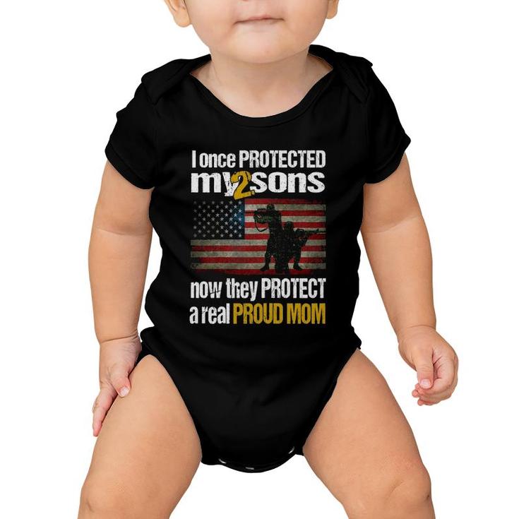 Womens Military Honor Two Soldier Sons Proud Mom Baby Onesie