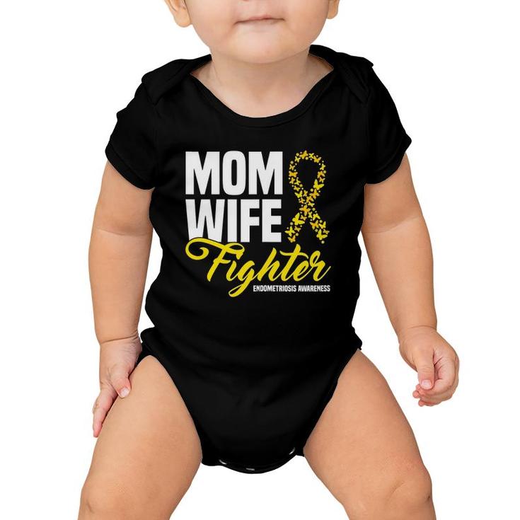 Womens Mom Wife Fighter Yellow Ribbon Endometriosis Awareness Baby Onesie Womens Mom Wife Fighter Yellow Ribbon Endometriosis Awareness Baby Onesie