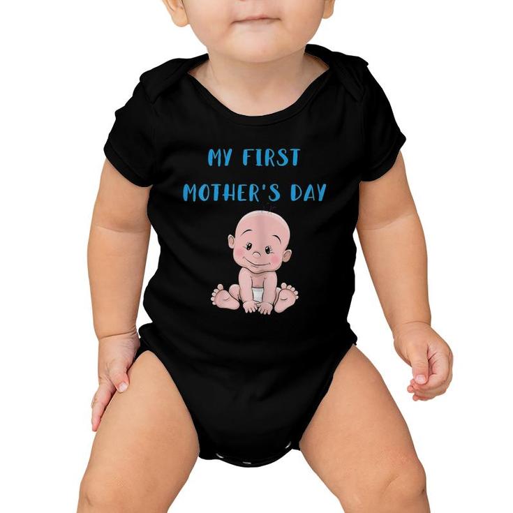 Womens My First Mother's Day Gift Tee For Pregnant Or New Moms Baby Onesie