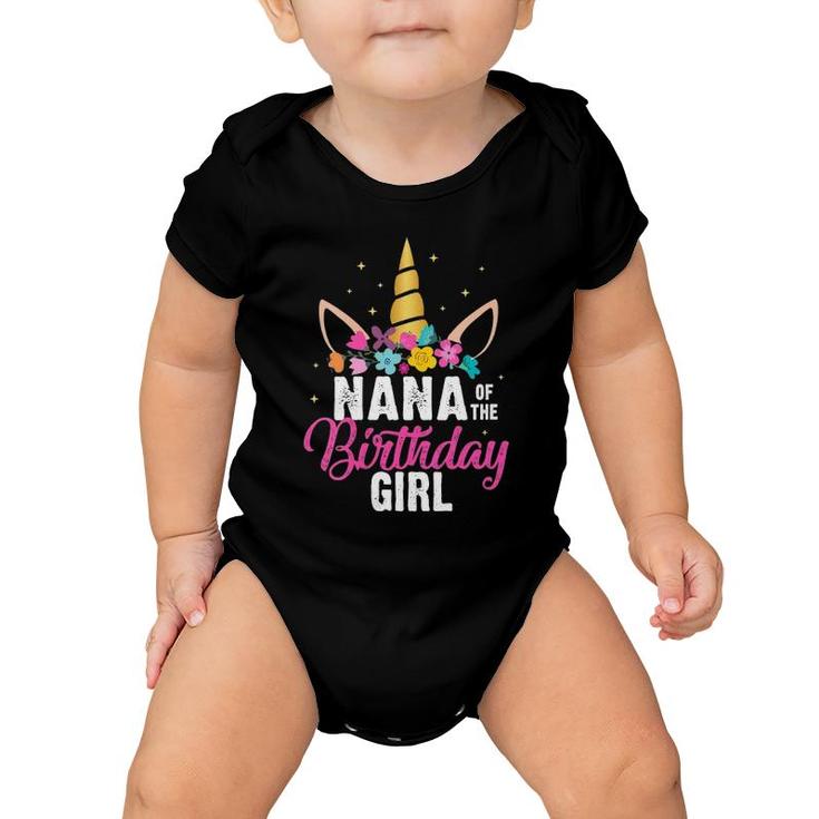 Womens Nana Of The Birthday Girl Mother Gift Unicorn Birthday V-Neck Baby Onesie