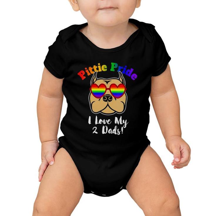 Womens Pitbull Gay Pride I Love My 2 Dads Pittie Pride Lbgt Gift V-Neck Baby Onesie