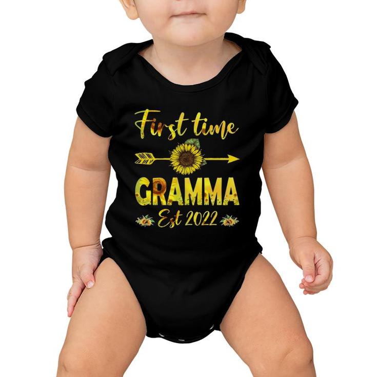 Womens Promoted To Gramma Est 2022-First Time Grandma Sunflower Baby Onesie