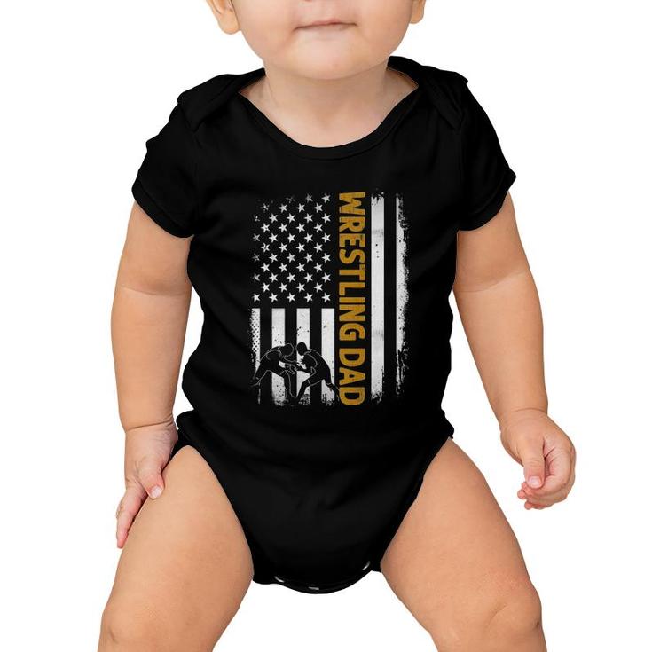 Wrestling Dadamerican Flag Fathers Day Baby Onesie