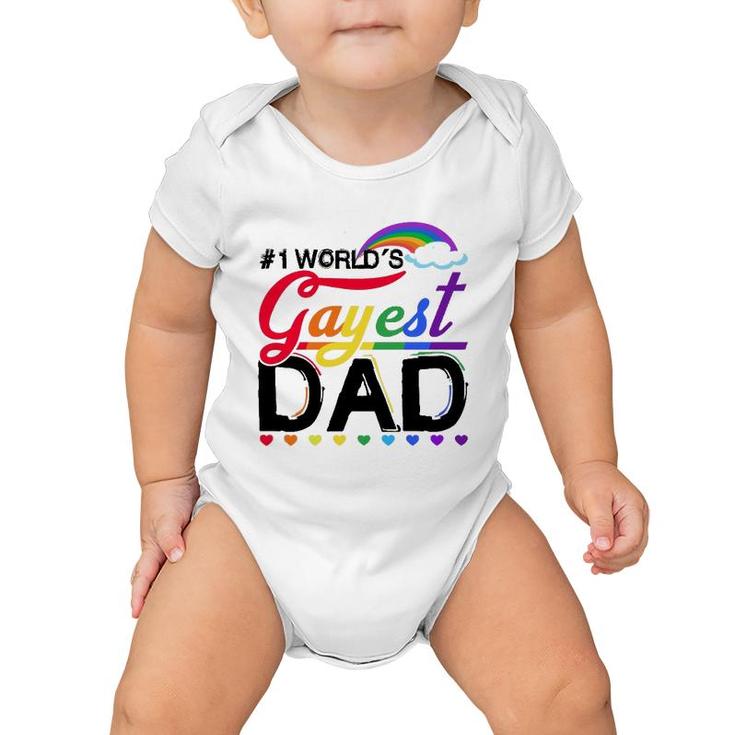 1 World's Gayest Dad Lgbt Pride Month Rainbow Baby Onesie