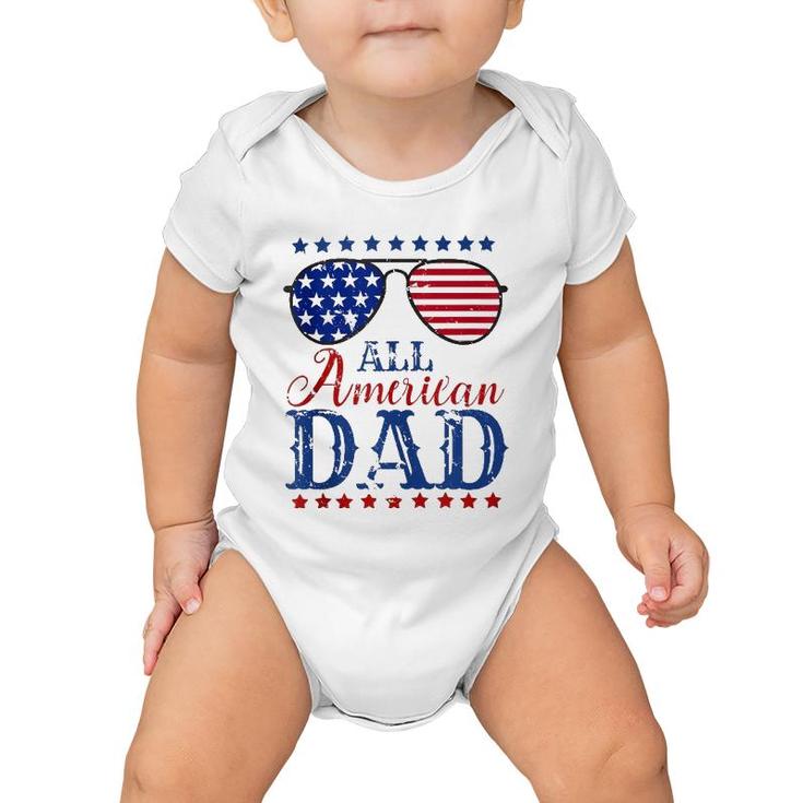 4Th Of July All American Dad Sunglasses Matching Family  Baby Onesie