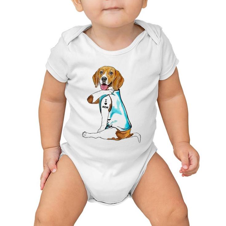 Beagle Tattoos I Love Mom Sitting Gift Mother's Day Baby Onesie