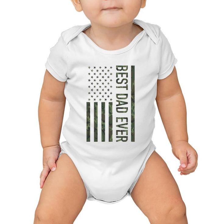 Best Dad Ever American Us Camouflage Flag Gift For Father  Baby Onesie